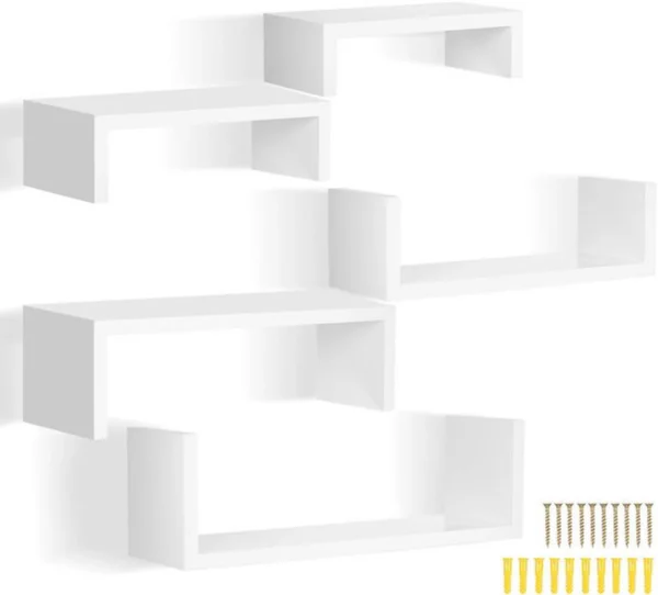 P-87213236250162-20260406082703.webp Unyqoos® Set van vijf zwevende wandplanken voor stijlvolle decoratie en opslag