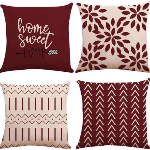 Unyqoos® Set van vier linnen kussenhoezen voor binnen en buiten gebruik