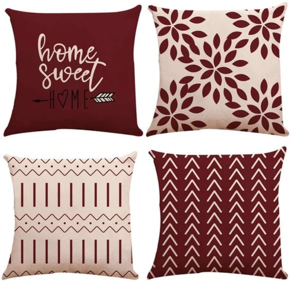 Unyqoos® Set van vier linnen kussenhoezen voor binnen en buiten gebruik