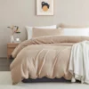 Unyqoos® Omkeerbare beige beddengoedset met geometrisch patroon en ritssluiting