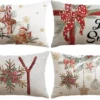 Unyqoos® Set van vier feestelijke kussenslopen met kerstmotief voor sfeervolle decoratie