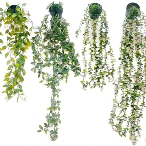 P-87213236303000-20260405141412.webp Unyqoos® Set van Vier Realistische Kunsthangplanten met Zwarte Potten voor Binnen en Buiten