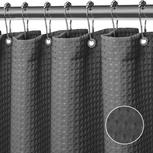 P-87213236323110-20260403113612.webp Unyqoos® Waterdicht polyester douchegordijn met magneten en 12 ophangringen
