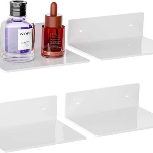 P-87213236336460-20260406082857.webp Unyqoos® Set van vier multifunctionele witte acryl zwevende wandplanken 23 cm