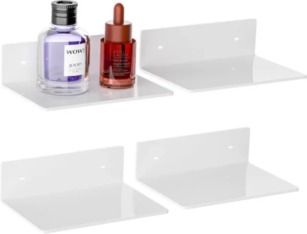 Unyqoos® Set van vier multifunctionele witte acryl zwevende wandplanken 23 cm