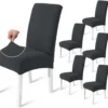 Unyqoos® Donkergrijze elastische stoelhoezen set van 6 voor diverse gelegenheden