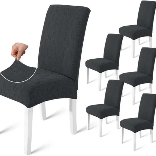 Unyqoos® Donkergrijze elastische stoelhoezen set van 6 voor diverse gelegenheden