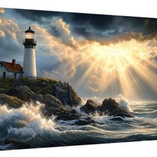 Unyqoos® Grote 5D DIY Diamond Painting Vuurtoren Zonsondergang voor Wanddecoratie