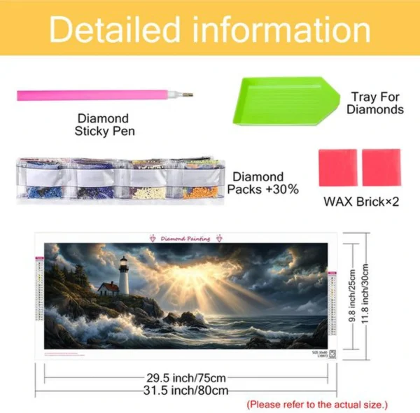 Unyqoos® Grote 5D DIY Diamond Painting Vuurtoren Zonsondergang voor Wanddecoratie