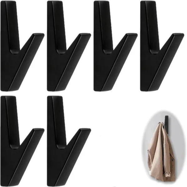 P-87213236426620-20260406120459.webp Unyqoos® Set van zes zwarte wandhaken voor diverse ruimtes en toepassingen