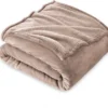 Unyqoos® Extra grote, zachte fleecedeken voor bank of bed in beige kleur
