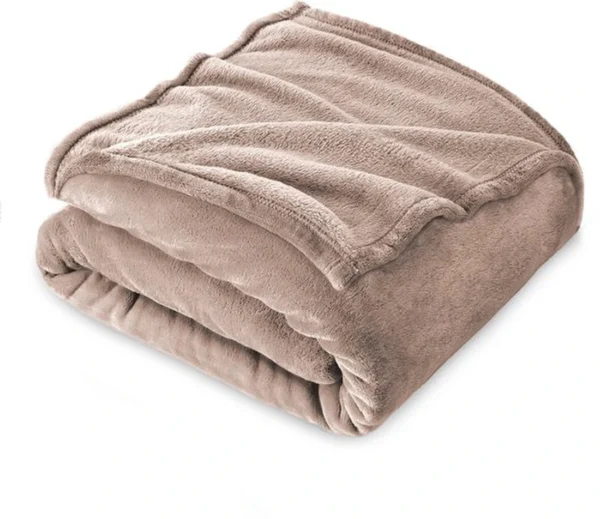 Unyqoos® Extra grote, zachte fleecedeken voor bank of bed in beige kleur