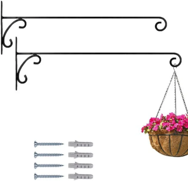 P-87213236447890-20260406120534.webp Unyqoos® Set van twee handgesmede wandhaken voor buiten, vintage stijl, 50 cm zwart