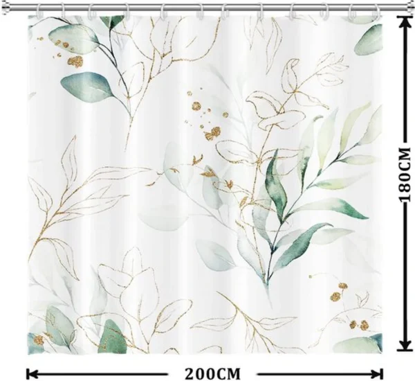 P-87213236451751-20260403113758.webp Unyqoos® Waterdicht Douchegordijn met Eucalyptus Print van Polyester en Anti-Schimmel