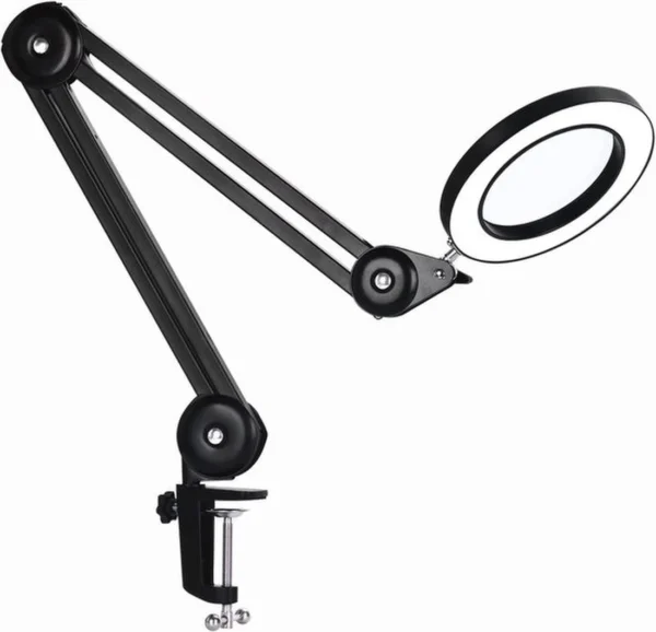 Unyqoos® Dimbare LED Vergrootlamp met Glazen Lens en Flexibele Arm voor Precisiewerk