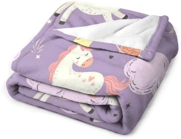 Unyqoos® Gezellige en kleurrijke eenhoorndeken voor kinderen en woondecoratie