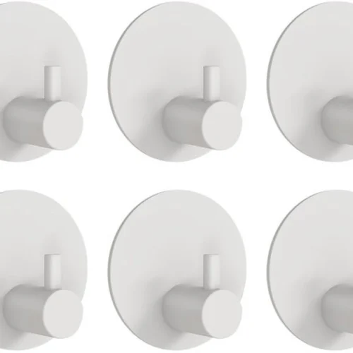 P-87213236486950-20260405184054.webp Unyqoos® Set van 6 witte zelfklevende roestvrijstalen haken voor diverse ruimtes