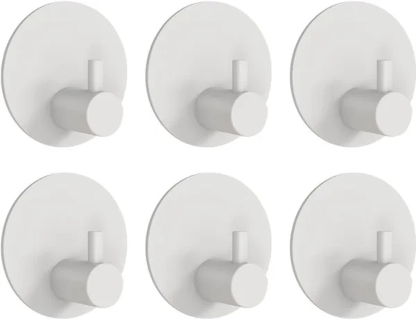 P-87213236486950-20260405184054.webp Unyqoos® Set van 6 witte zelfklevende roestvrijstalen haken voor diverse ruimtes