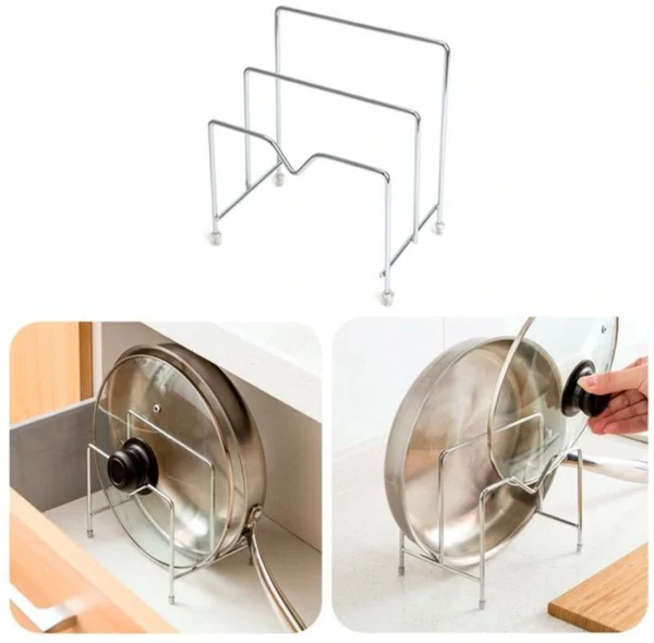 P-87213236487940-20260406100709.webp Unyqoos® Ruimtebesparende roestvrijstalen houder voor deksel en snijplank