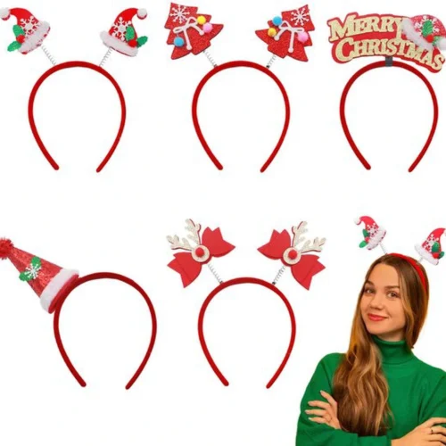 P-87213236491350-20260406093623.webp Unyqoos® Set van 5 feestelijke kersthaarbanden met diverse ontwerpen voor alle leeftijden