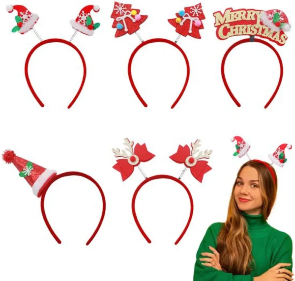 P-87213236491350-20260406093623.webp Unyqoos® Set van 5 feestelijke kersthaarbanden met diverse ontwerpen voor alle leeftijden