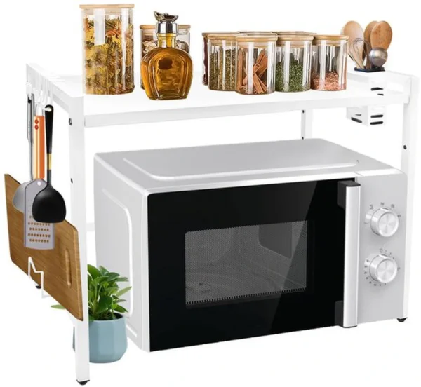 Unyqoos® Uitbreidbaar Keukenrek met Twee Lagen en Haken voor Organisatie