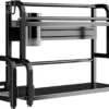 Unyqoos® Modern en Ruim Keukenkruidenrek met Meerdere Lagen en Accessoirehouders, Zwart Staal