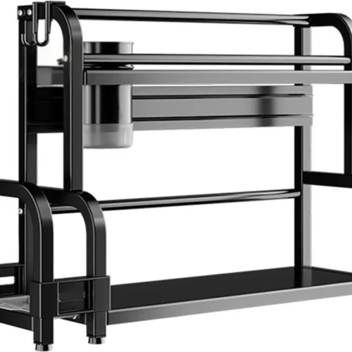 P-87213236519920-20260406101553.webp Unyqoos® Modern en Ruim Keukenkruidenrek met Meerdere Lagen en Accessoirehouders, Zwart Staal