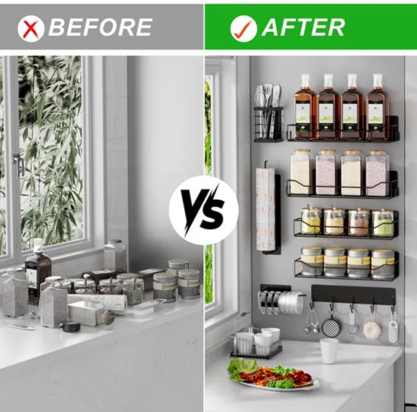 Unyqoos® Magneetisch Keukenrek voor Koelkast - 8-Delige Set met Sterke Magneten en Extra Opslagmogelijkheden