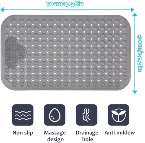 Unyqoos® Grijze antislip douchemat met massagekussen en afvoergaten voor veilig douchen