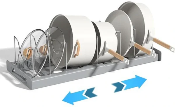 Unyqoos® Uittrekbare en verstelbare potdekselhouder voor keuken en kantoor met antislip ontwerp