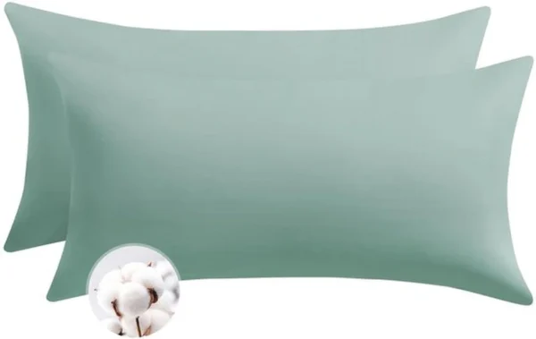 P-87213236565530-20260406114024.webp Unyqoos® Katoenen kussenslopen set van 2, ademend en zacht, 40 x 80 cm, met ritssluiting, saliegroen