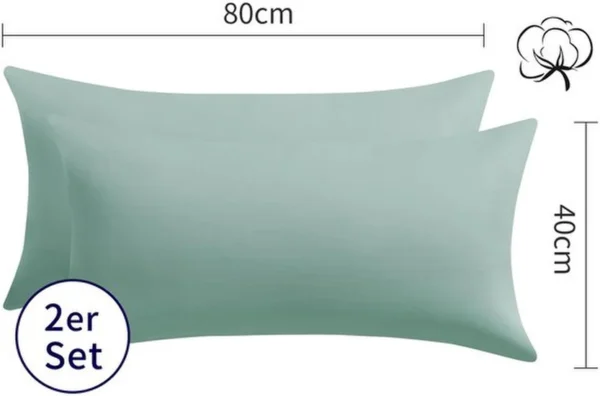 P-87213236565531-20260406114026.webp Unyqoos® Katoenen kussenslopen set van 2, ademend en zacht, 40 x 80 cm, met ritssluiting, saliegroen