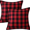Unyqoos® Set van 2 stijlvolle geruite kussenhoezen in rood voor diverse woonstijlen 40 x 40 cm