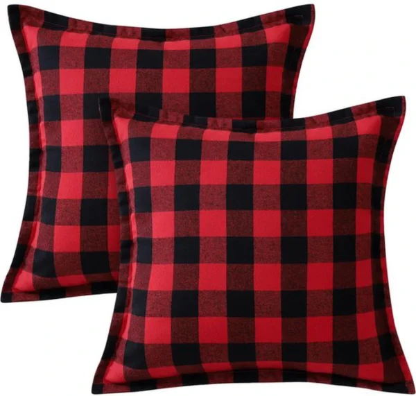 Unyqoos® Set van 2 stijlvolle geruite kussenhoezen in rood voor diverse woonstijlen 40 x 40 cm