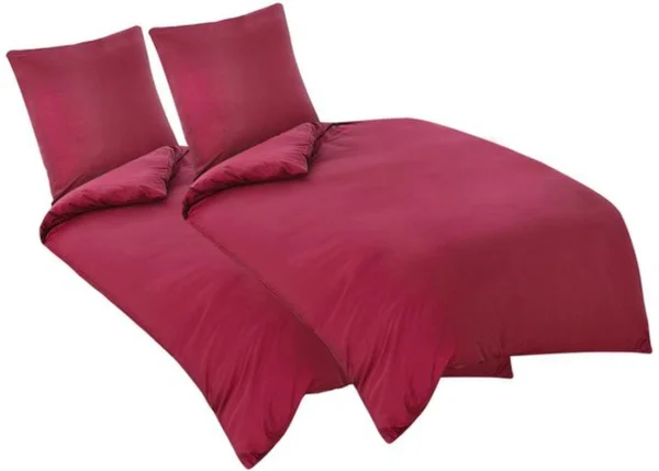 Unyqoos® Beddengoedset van Zacht Microvezel voor Comfortabele Nachtrust, 4-delig, Rood, Met Praktische Ritssluitingen en Bandjes