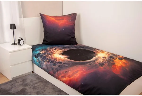 Unyqoos® Ademende beddengoedset met omkeerbaar zwart gat motief en ritssluiting