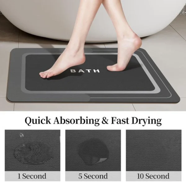 Unyqoos® Donkergrijze antislip badmat met snelle absorptie en wasbare functie