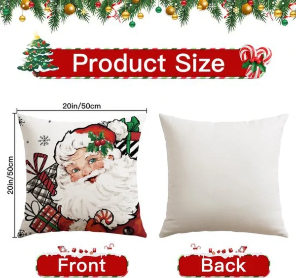 Unyqoos® Set van 4 kerstkussenhoezen met verborgen ritssluiting voor feestelijke sfeer