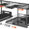 Unyqoos® Uittrekbare Onderkast-Organizer voor Keuken en Badkamer met Verstelbare Niveaus in Zwart Staal