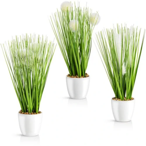 Unyqoos® Set van drie decoratieve kunstplanten in keramische pot voor binnengebruik