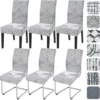 Unyqoos® 6-delige set stretch stoelhoezen van elastische jacquard stof voor diverse eetkamerstoelen