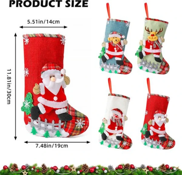 Unyqoos® Set van 4 Kerstsokken met Uniek Design voor Decoratie en Cadeaus