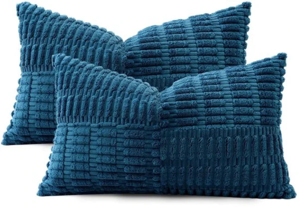 P-87213236707264-20260406112339.webp Unyqoos® Set van 2 Corduroy Kussenslopen met Gestreept Patchwork Design in Boho Stijl