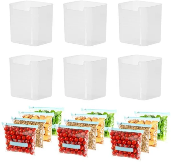 P-87213236731090-20260406095920.webp Unyqoos® Set van 6 Koelkast Organizers met 12 Herbruikbare Vershoudzakken voor Keukenopslag