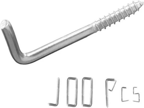 Unyqoos® Set van 100 sterke roestvrijstalen L-vormige schroefhaken voor veelzijdig gebruik