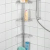 Unyqoos® Uittrekbare douchehoek met vier roestvrijstalen planken voor badkameropslag