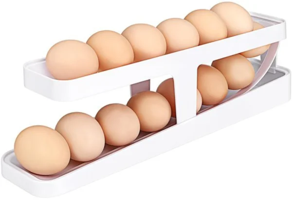 P-87213236762300-20260406094614.webp Unyqoos® Ruimtebesparende automatische eierhouder met antislip functie voor keuken en koelkast