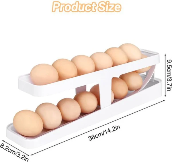 P-87213236762304-20260406094617.webp Unyqoos® Ruimtebesparende automatische eierhouder met antislip functie voor keuken en koelkast