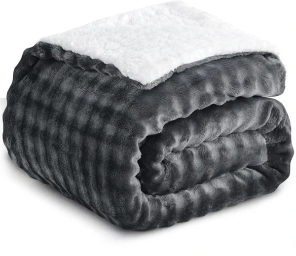 Unyqoos® Grijze zachte en warme dubbelzijdige deken met modern 3D-design 150 x 200 cm